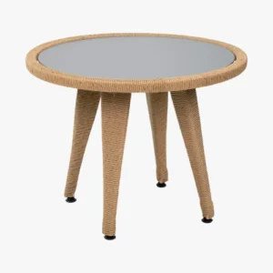 Стол кофейный Bastian D65х50 Со стеклянной плетенной столешницей (Outdoor)